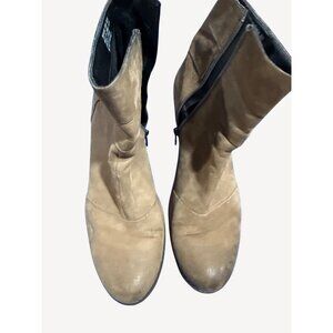 Clarks Women's 9.5M Brown Leather Nubuck Boots With Side Zipper